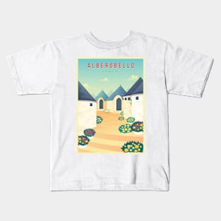 Alberobello, Italy - Vintage Travel Poster Kids T-Shirt